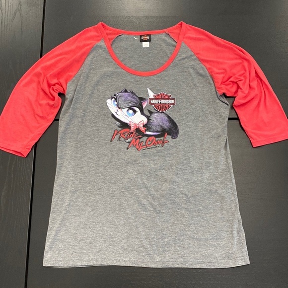 Harley-Davidson X Looney Tunes Cat Ladies 3/4 Sleeve T-Shirt - XXL - Picture 1 of 9